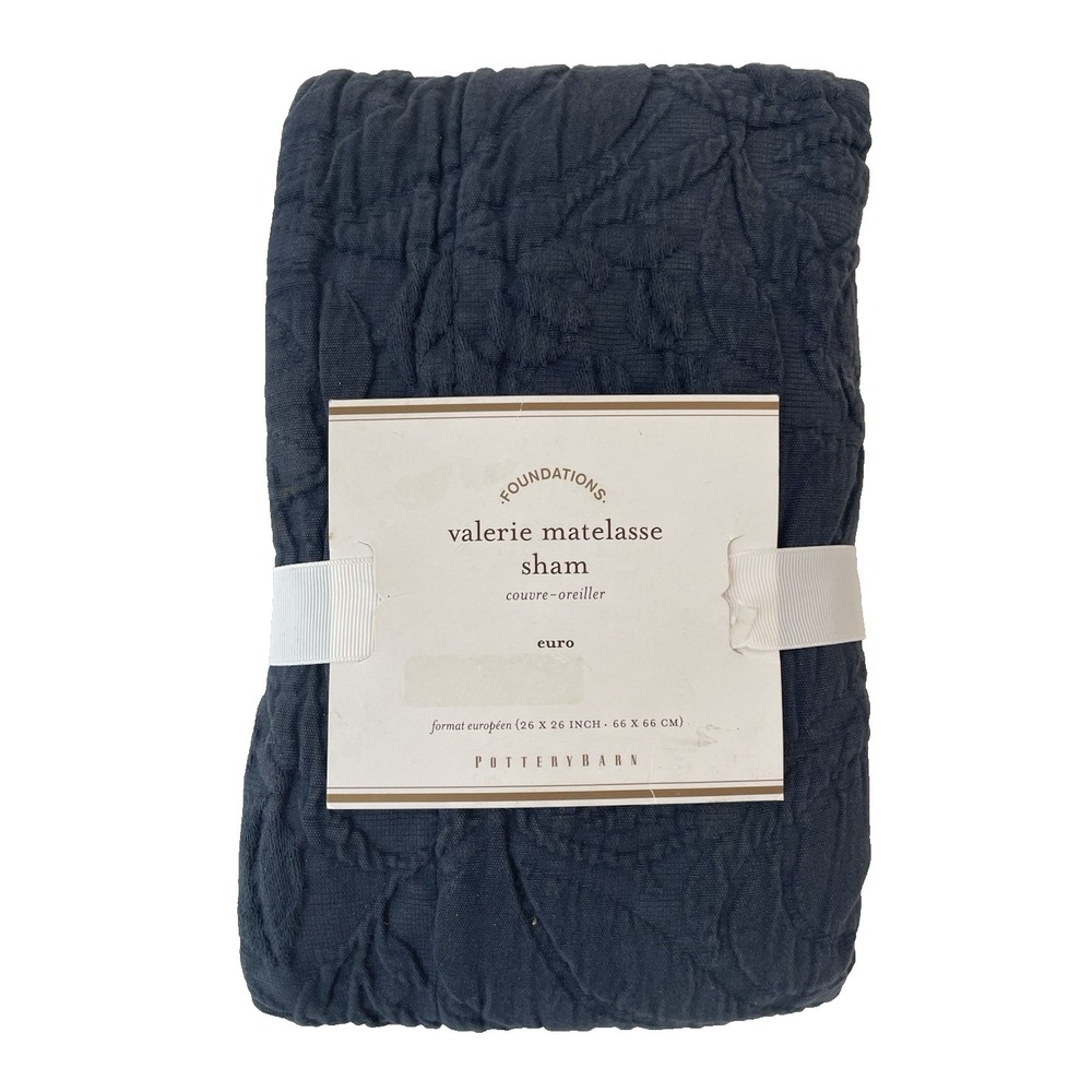 NIP Pottery Barn Valerie Matelassé‎ Euro Sham 26x26"  Dark Blue New